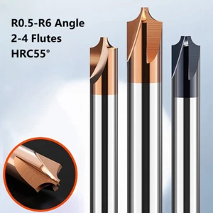R0.5-R6 Angle Carbide End Mill 2-4 Flutes Tungsten Steel Milling Cutter HRC55° - Picture 1 of 43