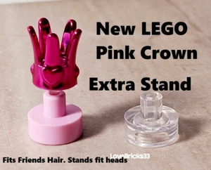 New LEGO Crown Chrome PINK Retired Rare Fits Wig Hole Wearable Tiara Friends - Picture 1 of 1