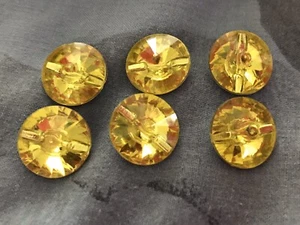 Juego de 6 botones vintage de cristal de diamante amarillo brillante con respaldo de lámina de lucita - Imagen 1 de 2