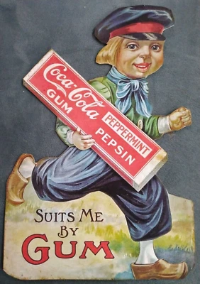 COCA COLA GUM DUTCH BOY CARDBOARD STANDUP ADVERTISING RARE - Image 1 of 4