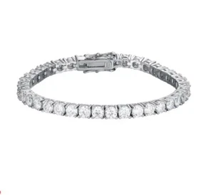 Moissanite Tennis Bracelet For Women 4mm Round Cut 18k White Gold Plated 6” GRA - Picture 1 of 7