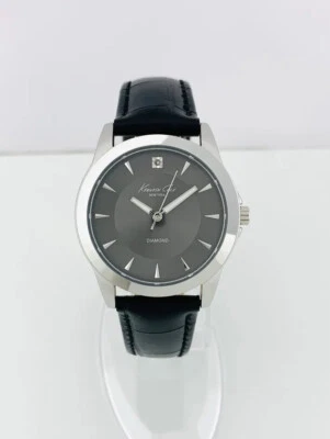 Reloj Kenneth Cole para mujer KC2842 colección de diamantes correa de cuero negro Foto 1 de 4