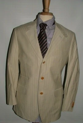 BLAZER HOMBRE ETRO MILANO TALLA 44 R 100% ALGODÓN BEIGE RAYAS #155 Foto 1 de 4