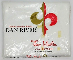 Lenzuolo Vintage Bianco Dan River Mussola Fine 81x99 Tutto Cotone Made in USA  - Foto 1 di 2
