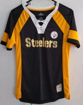 CAMISETA MAJESTUOSA JERSEY MUJER PITTSBURGH STEELERS CON DETALLE DE LÁMINA DE ENCAJE TALLA S Foto 1 de 4