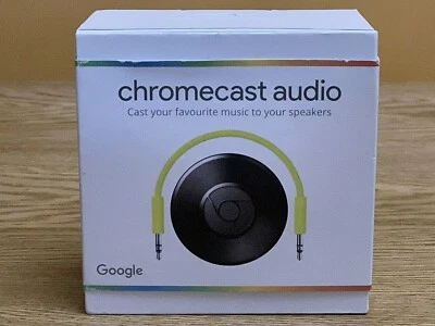 New Google Chromecast Audio Streaming Device Gloss Black AUX, Wi-Fi, J42R-UXGA - Image 1 of 4