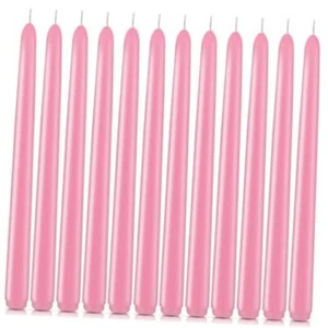 12Pack Taper Candles - 10" Tall, Premium Unscented Dinner Candles, Burning Pink - Picture 1 of 8