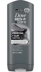 Dove Men+Care - Charcoal + Clay Purifying Body Wash, 13.5 Fl oz 400ml - Picture 1 of 6