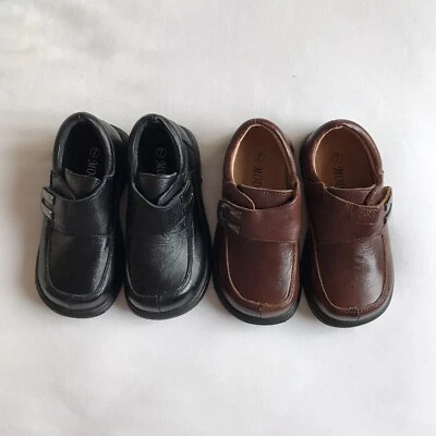 Toddler Boys Black/Brown High Quality Leather Shoes Size 5 6 7 8 - Image 1 of 4