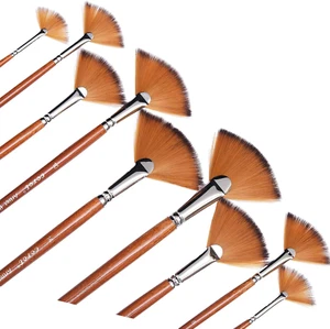 Artist Fan Paint Brushes Set,9 Pcs Professional Soft Anti-Shedding Fan Brush - Picture 1 of 12