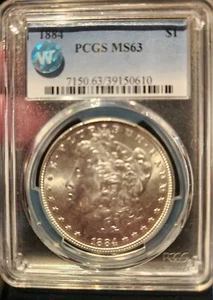 1884 American $1 Silver Morgan Dollar PCGS MS63 Certified In Custom Wooden Box - Bild 1 von 13