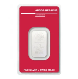 Silver 10 Gram Argor Heraeus Bar - Picture 1 of 2