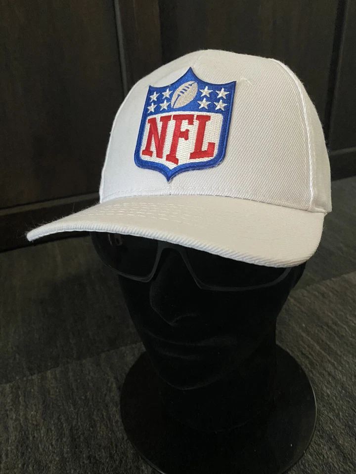 SPORTS CAP NFL SHIELD LOGO REFEREE OFFICIALS GAME HAT CAP WHITE LOW CROWN ADJUSTABLE STRAP
