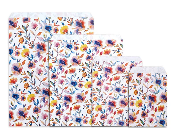 Bolsa de Mercancía de Papel Plano Estampado Diseño FLORAL RAIN Elige Tamaño y Cantidad del Paquete Foto 1 de 1