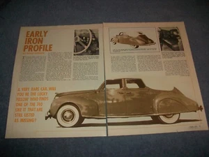 1938 Lincoln Zephyr Sedan Convertible Vintage History Info Article "Early Iron" - Picture 1 of 2