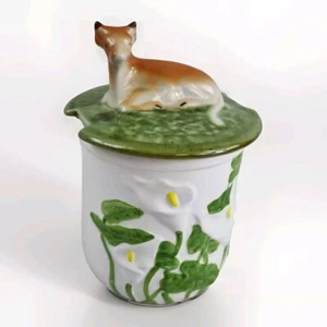 Vintage Ceramic Cow floral pot With Lid fanger nazare portugal jar canister  - Picture 1 of 8