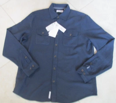 NEW Original Penguin Double Weave Long Sleeve Shirt MENS L Navy Blue $128.00 - Image 1 of 4