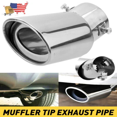 Tubo de escape con punta de silenciador de escape de coche cromado modificado acero inoxidable cola trasera redonda Foto 1 de 4