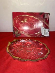 Mikasa ANGEL SONG GOLD Clear Glass Christmas Sweet Candy Trinket Dish - Picture 1 of 7