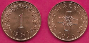 MALTA 1 CENT 1972 UNC THE GEORGE CROSS SURROUNDED BY LEGEND AND WREATH.THE INSCR - Picture 1 of 1