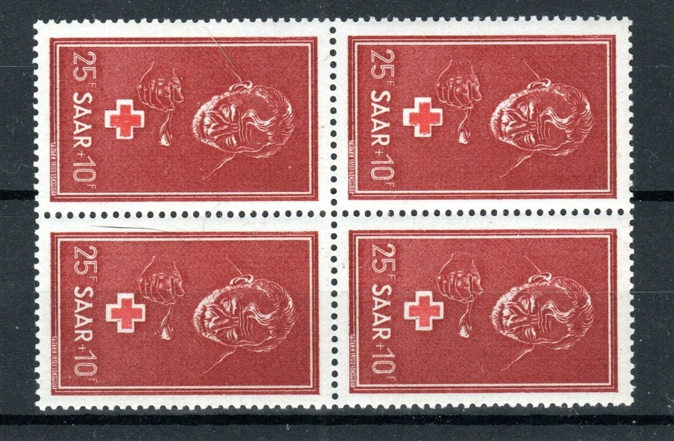 Germany - Saar 1950 25f + 10f Red Cross Fund SG 289 MNH block of 4 - Image 1 of 1