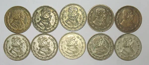 10 LARGE SILVER MEXICO UN PESO COINS! UN PESO MEXICAN COIN LOT AS SHOWN! (K79) - Picture 1 of 3