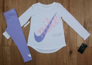 Nike Baby Girl Long Sleeve T-Shirt & Legging Set ~ Lavender, White & Pink ~ - Picture 1 of 3