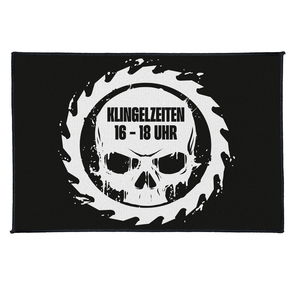 Fußmatte Klingelzeiten 16 bis 18 Uhr totenkopf Motiv für männer single Jungs fck - Bild 1 von 1