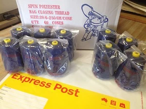 BLUE Bag Closing Thread -10 x 250g cones + Express Postage. Aussie Owned. - Picture 1 of 1
