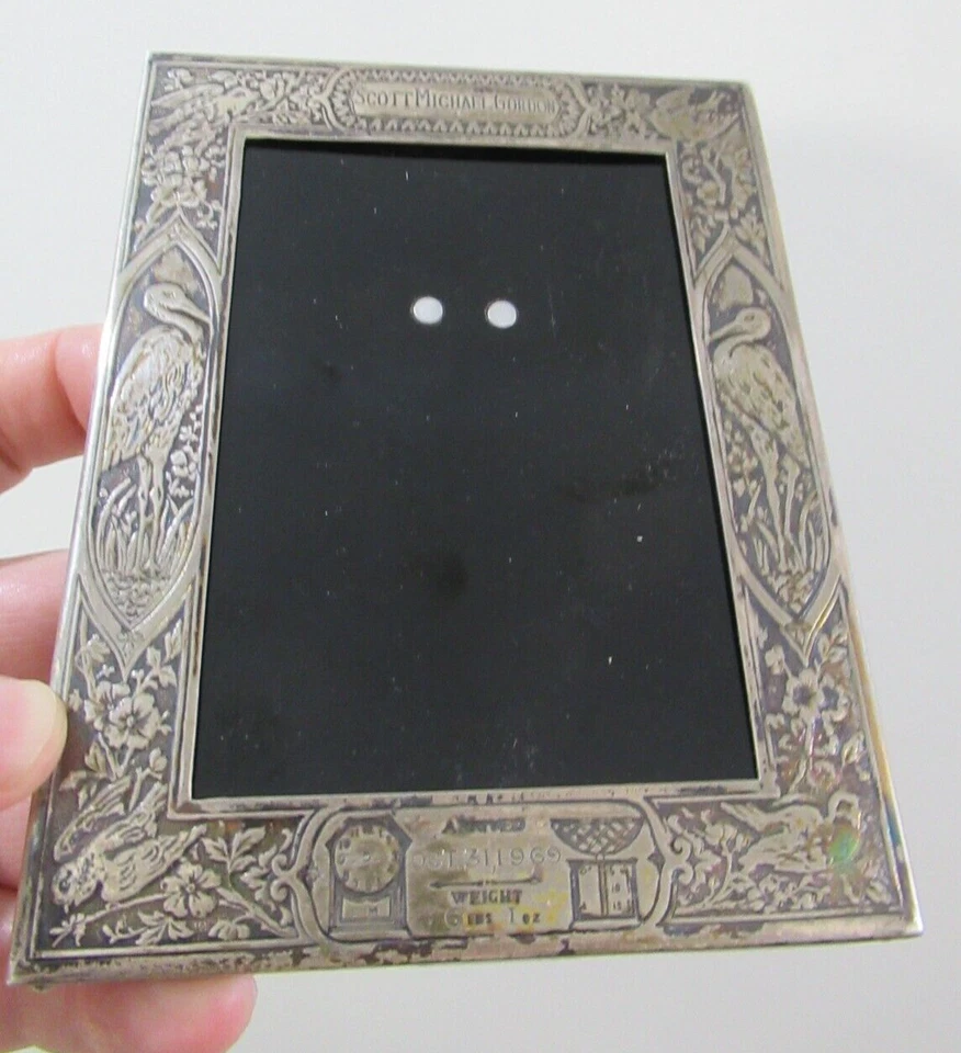 Raro marco de fotos CARTIER antiguo plateado BABY Scott Michael Gordon, 4,4" x 5,7" Foto 1 de 4