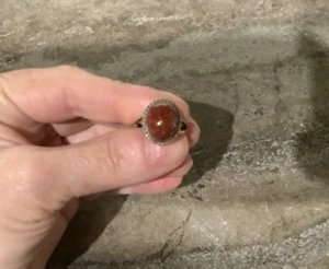 Anello donna cabachon agata rossa in argento sterling 925 misura 4,75 - Foto 1 di 4