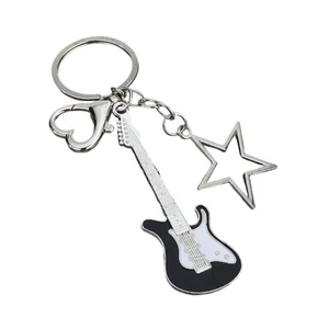Guitar Keychain Lightweight Musical Instrument Gift Love Heart Chain - Picture 1 of 6