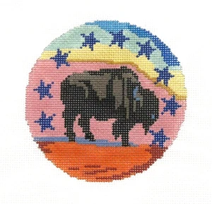 The Gingham Stitchery American Buffalo Ornament Handpainted Needlepoint Canvas - Picture 1 of 1