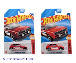 2025 Hot Wheels '73 Honda Civic Custom #231 Red - SUPER TREASURE HUNT & Regular - Picture 1 of 6