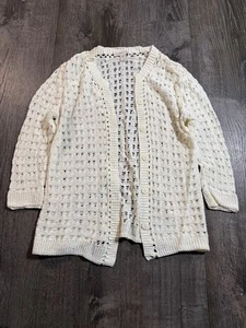 Cárdigan Suéter Coldwater Creek Tejido Abotonado Abierto Marfil Crema Talla L/14 - Imagen 1 de 5