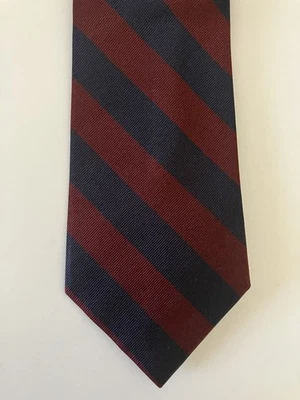 Corbata para hombre Paul Fredrick corbata seda rep granate azul marino rayas gruesas 58" Foto 1 de 4