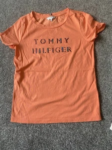 Womens Tommy Hilfiger orange Cotton T-Shirt Size - Picture 1 of 1