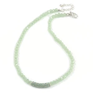 Light Green Mountain Crystal and Swarovski Elements Choker Necklace - 36cm - Picture 1 of 6