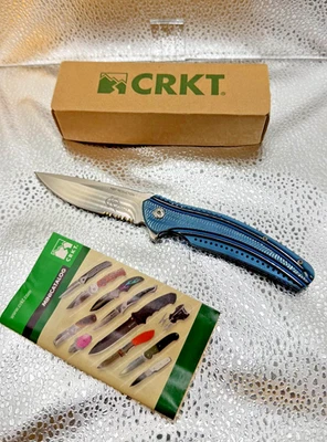 Cuchillo Cebolla CRKT Ken Ondulación Azul Primera Producción K405BXS - Con Caja - Raro Foto 1 de 4