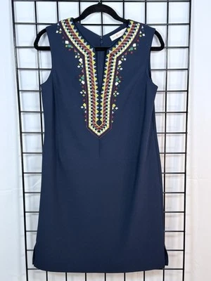 Vestido Tory Burch Bordado Sophia Shift Para Mujer 6 Azul Boho Cuentas Informal Foto 1 de 4
