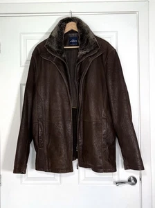 ENGBERS Vintage Mens Lamb Leather Jacket Coat Brown Long Size L Chest 52" - Picture 1 of 10