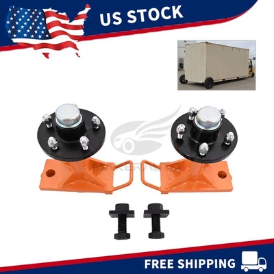Pair 5x 4.5 Lug Superior Shipping Container Wheels, Spindle Kit 6000LB - Image 1 of 4