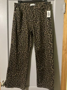 Angels Of Difference Brown Leopard Print Wide Straight Size 16/33 - Picture 1 of 19