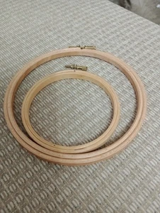 Two Round Wooden Embroidery rings. One 16cm Diameter and One 10.5cm. VGC - Picture 1 of 3