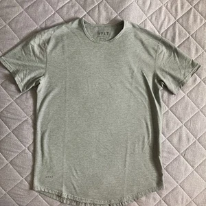 T-shirt girocollo BYLT taglio goccia manica corta uomo XL grigio verde a righe - Foto 1 di 9