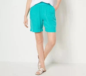 Denim & Co. Naturals Regular Leinenmischung Shorts Bright Aqua 3X Neu - Bild 1 von 1