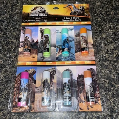Jurassic World Valentine’s Day 8 Tear & Share Flavored Lip Balm Party Favors New - Image 1 of 4