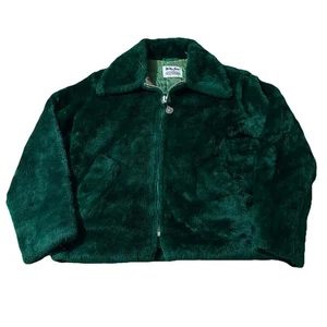 Vintage 60s Women’s Weather Tamer Talon Zipper Green Sherpa Fleece Jacket Large  - Picture 1 of 6