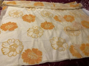Beautiful Embossed Floral Fabric 72”x60”, Machine Surged Ends And Salvaged Sides - Picture 1 of 8