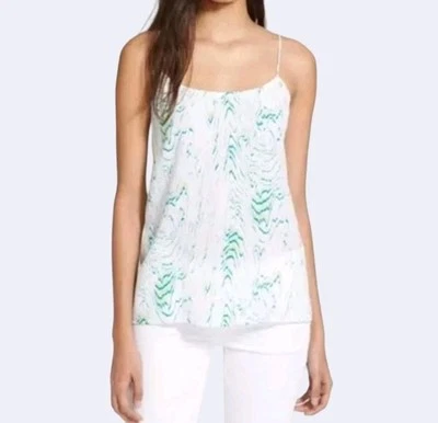 Camiseta sin mangas EQUIPMENT Cara Silk Cami para mujer pequeña blanca azul verde estampado de mármol  Foto 1 de 4